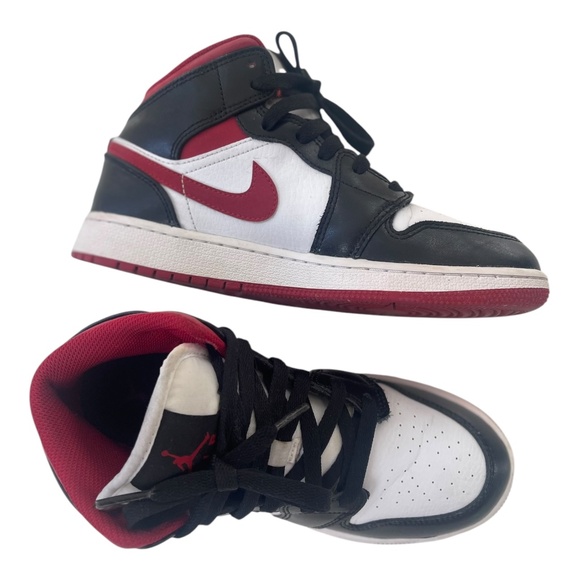 Jordan Women's 1 Mid Gym Red Panda Shoes sz 4Y EUR 36, 23 cm UK 3.5 -DJ4695-122 - Picture 5 of 14